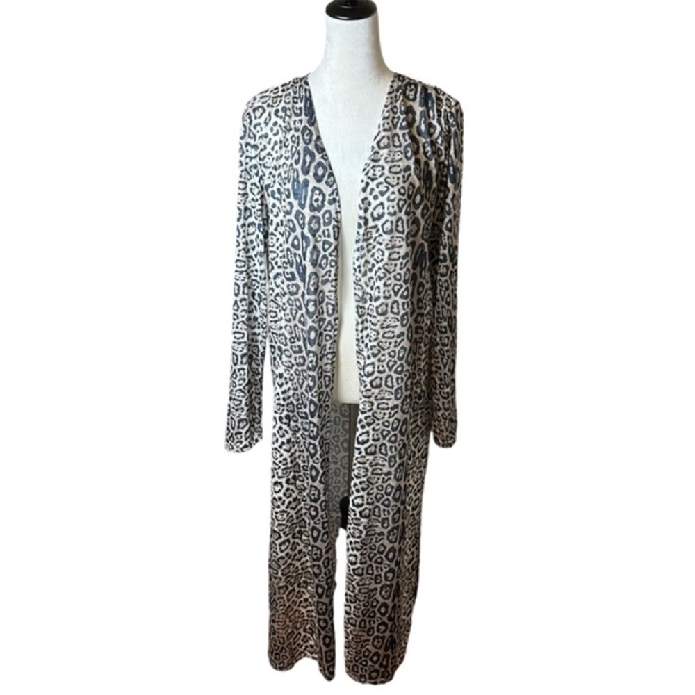 Umgee Leopard Cheetah Duster Cardigan Long‎ Open Animal Print L | Boho Layering